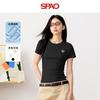 Женская приталенная футболка SPAO с вышивкой мишки