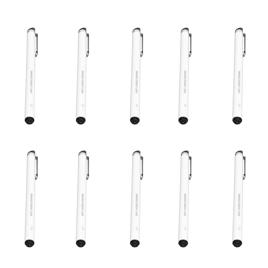 10Pcs Fineliner Pens Black Ink Durable Waterproof Fadeless High Smoothness Drawing Pens for Note