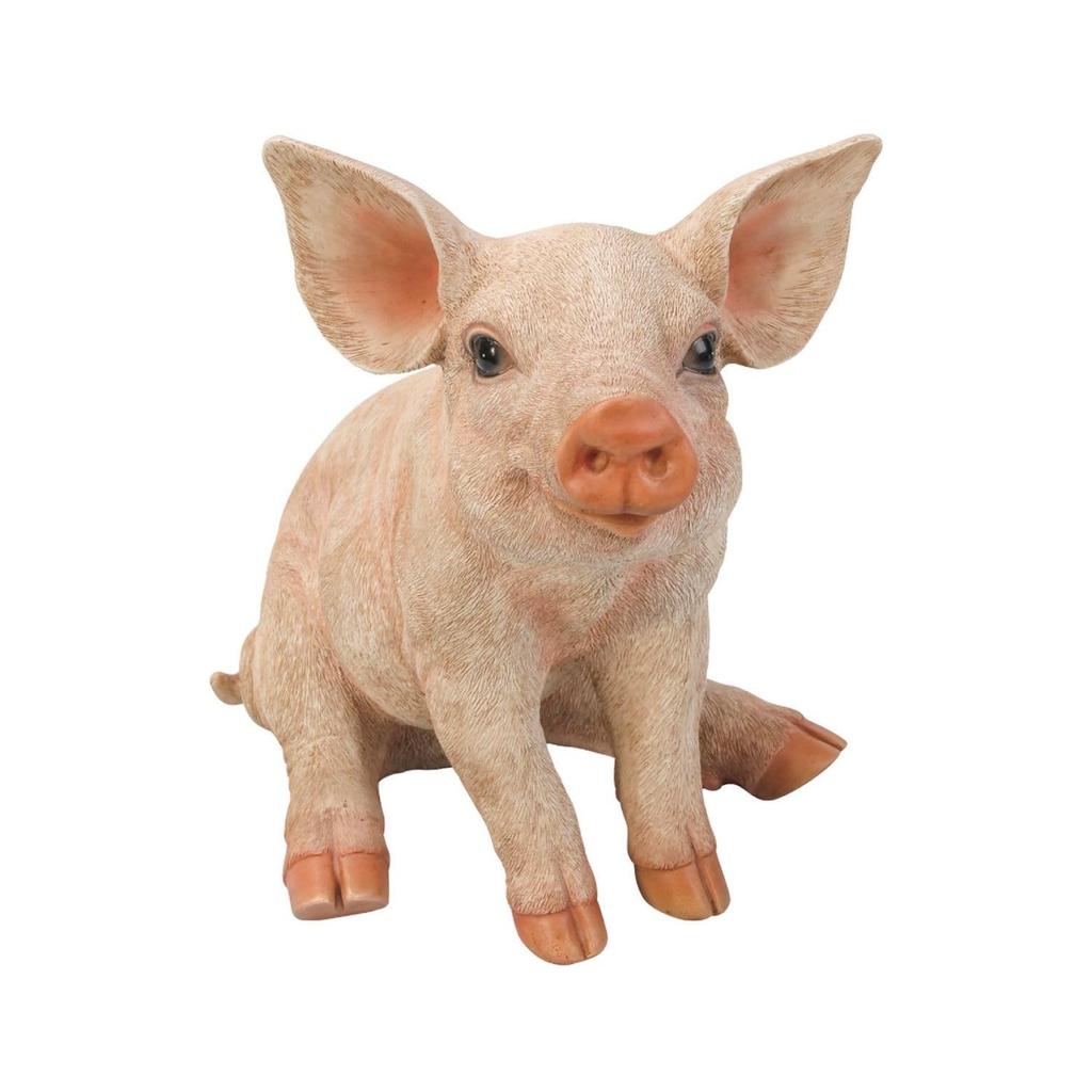 Ubia Sitting Pig Facing Right, 34 X 25.5 X 32 Cm, Figurine, Ornament, Animal, Garden Decor, Pig, H10348