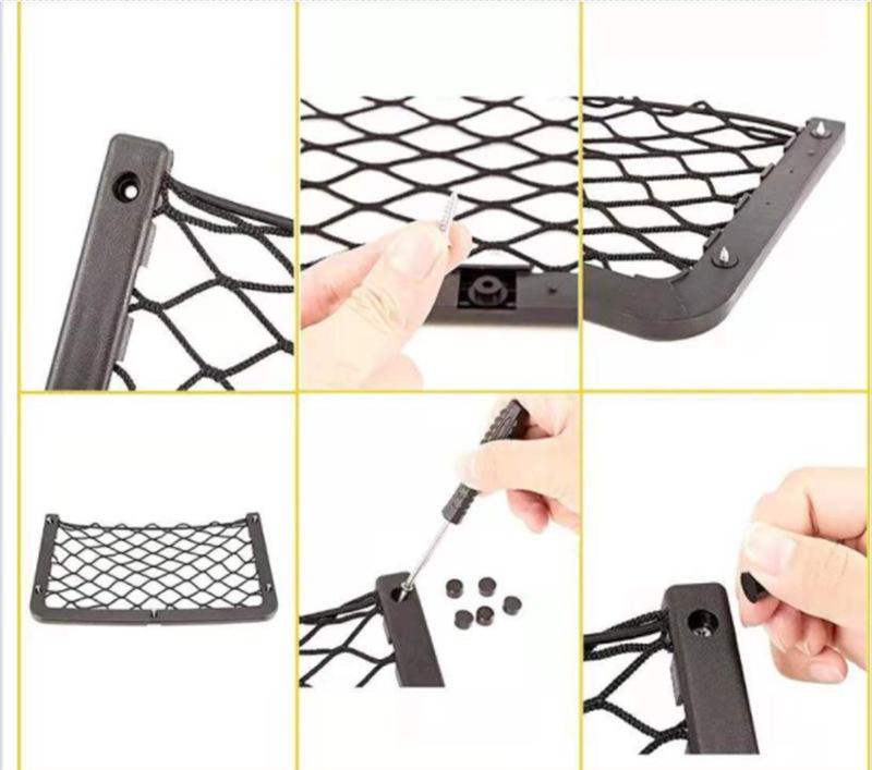 Автомобильная сетчатая сумка с винтами для надежной фиксации в автофургоне, дома, в морском автобусе, боковая пластиковая рама с эластичной сетчатой сумкой для хранения