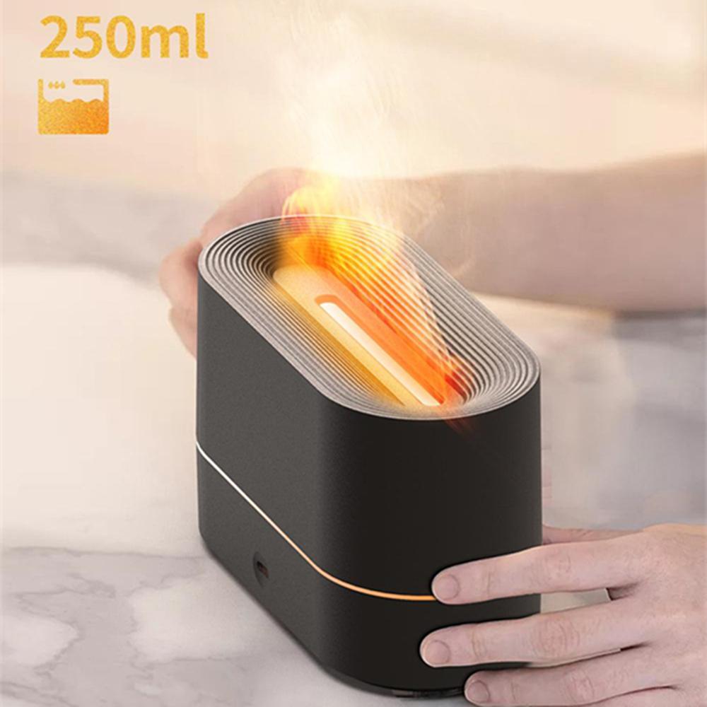 250ml USB Air Humidifier Essential Oil Aroma Diffuser 3D Flame Mist Home Decor