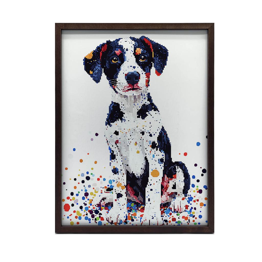 Plakat Z Psem W Kolorowej Mozaice Plakat Z Psem W Kolorowej Mozaice, 50X70 Cm, Rama Aluminiowa Czarna, Papier Matowy 230 Gsm