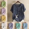 Women's Fashion Penguin Prined Round Neck Short Sleeve T-shirt Casual Cotton Linen Graphic Shirt Leisure Loose Summer Blouse Tops