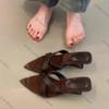 Fashion Summer Fashion French High Heels Slippers Outside Wear New Pointed Toe Shallow Mouth Open Toe Temperament Special Heel Sandals