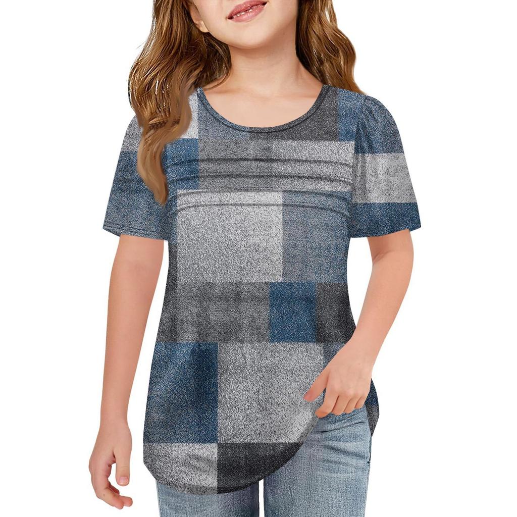 Детские футболки-поло Летнее пальто для отдыха с короткими рукавами Футболка с круглым воротником и принтом