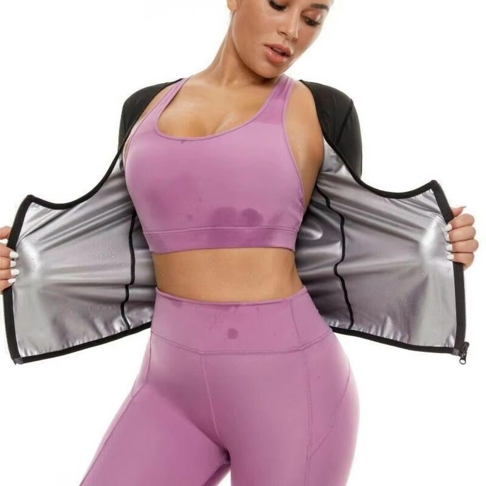 Short Sleeve Fat Burning Fitness clothes Zipper Design Compression Shapewear Weight Loss
