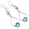 Swiss Blue Quartz Gemstone Gift For Her Silver Jewelry Earrings 1.5''