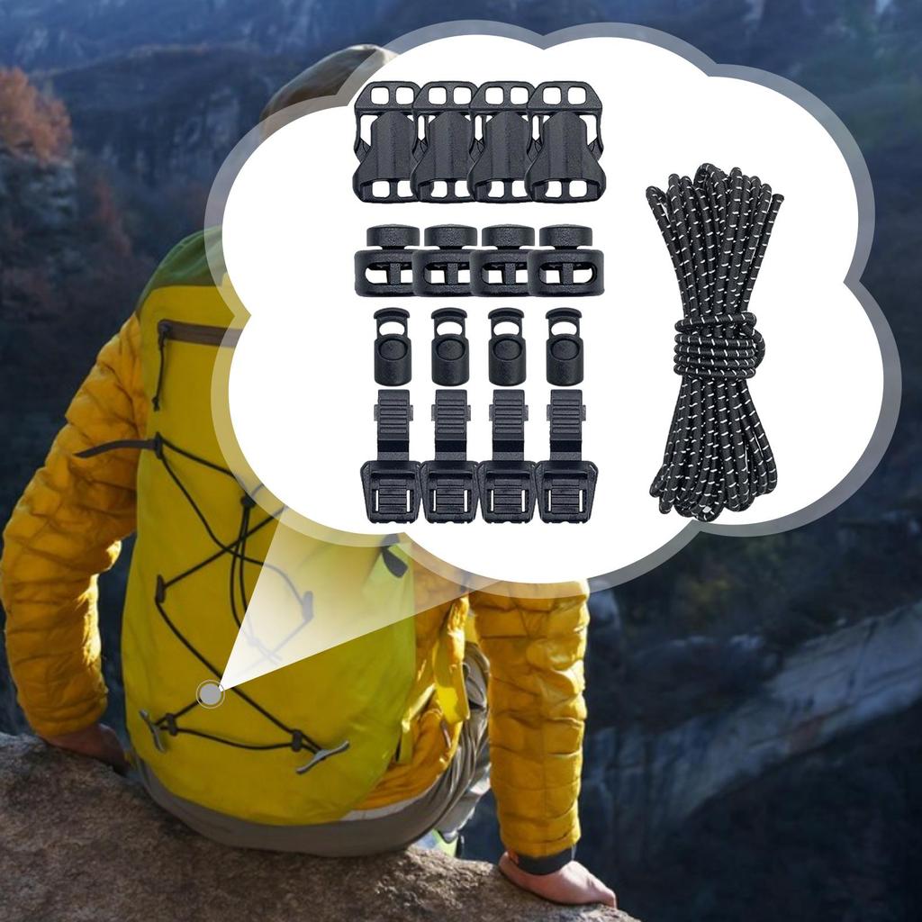 1 Reflective And Stretchable Elastic Cord for Backpack, with Nylon Latex Buckle, Ideal