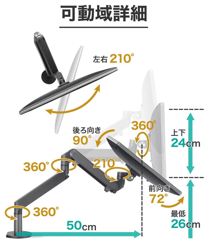 LOE Держатель для двух мониторов LOZ2 с газовой пружиной, настольный, серый