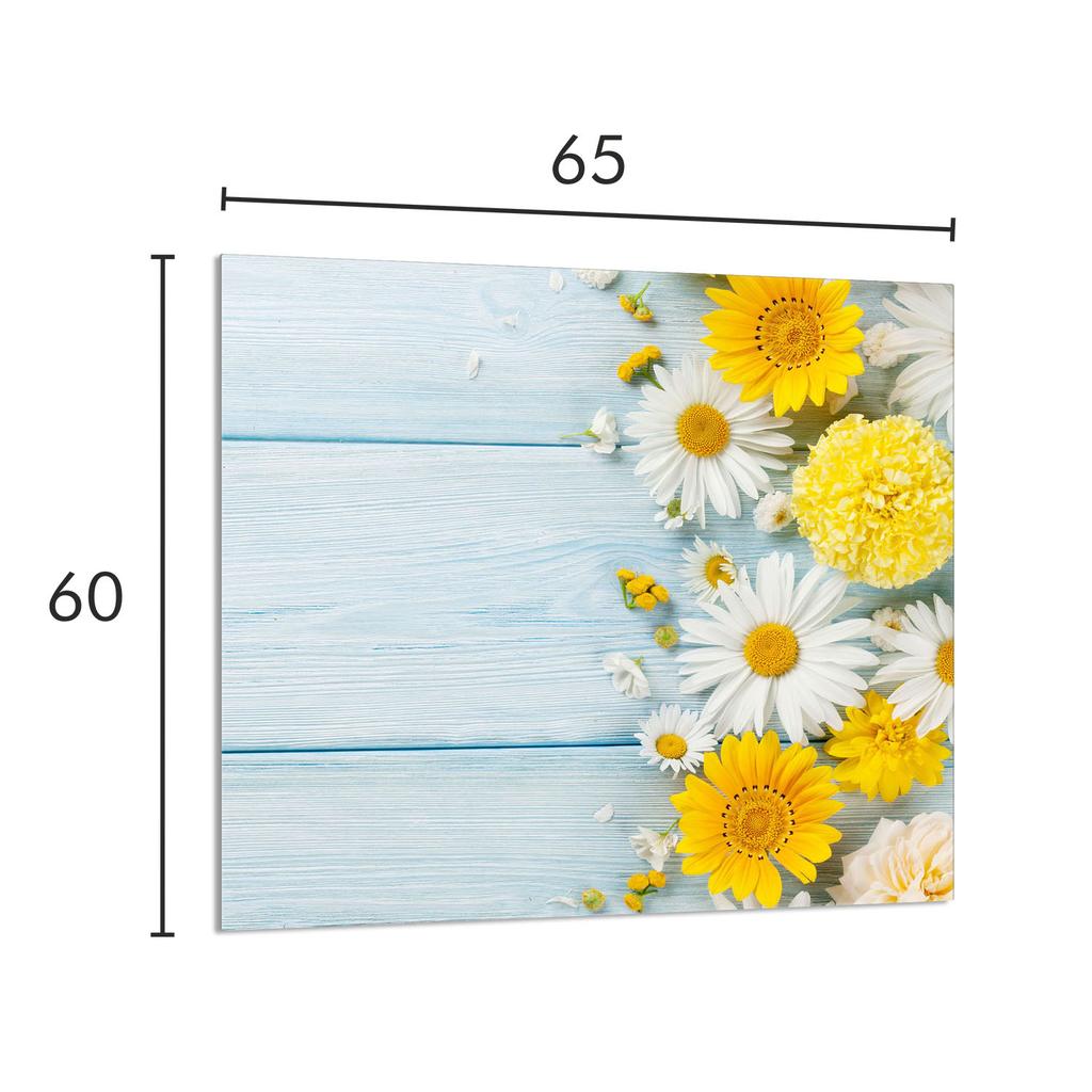 PANEL SZKLANY DO KUCHNI 65x60 Rumianek