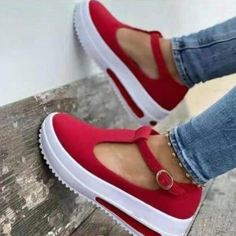 Модная женская обувь 2024 года, модные повседневные туфли на платформе, женские мокасины с круглым носком, женские туфли на танкетке с пряжкой, Zapatillas Mujer