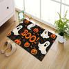 Halloween Themed Polyester Area Rug – Spooky Pumpkin & Ghost Pattern with Non-Slip Rubber Backing, Durable Crystal Velvet Floor