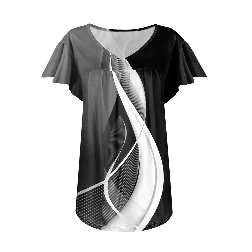 Женские туники, элегантные повседневные летние рубашки с коротким рукавом, цветочные свободные плиссированные топы в стиле бохо