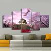5 Panel Cherry Blossom Japan Vintage Paintings On Canvas Posters And Prints On The Wall Living Room Home Decoration Pictures No Frame