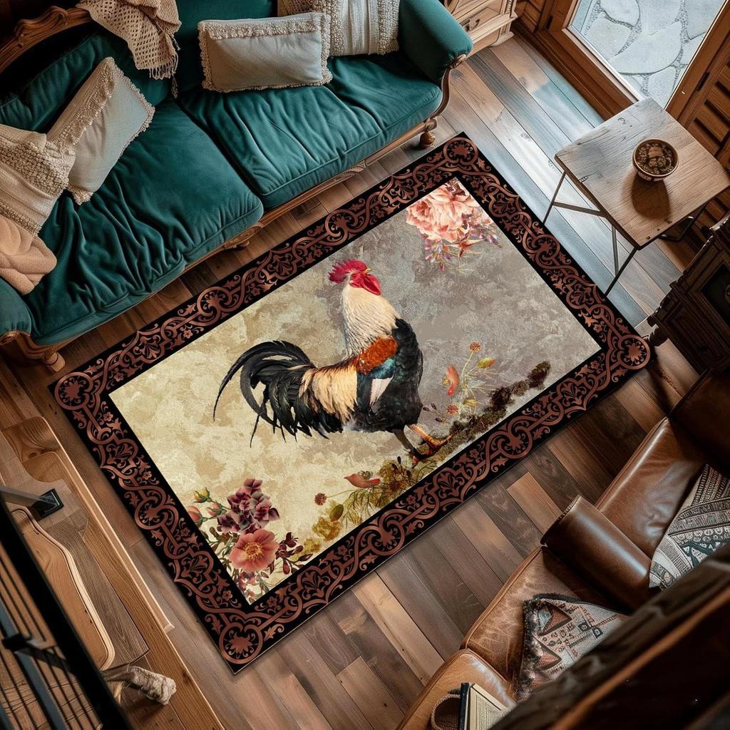 Деревенский ковер с петухом, ковер для гостиной, нескользящий, деревенский ковер, современный ковер с курицей, коврик с петухом, мягкие ковры для домашнего декора в стиле фермерского дома