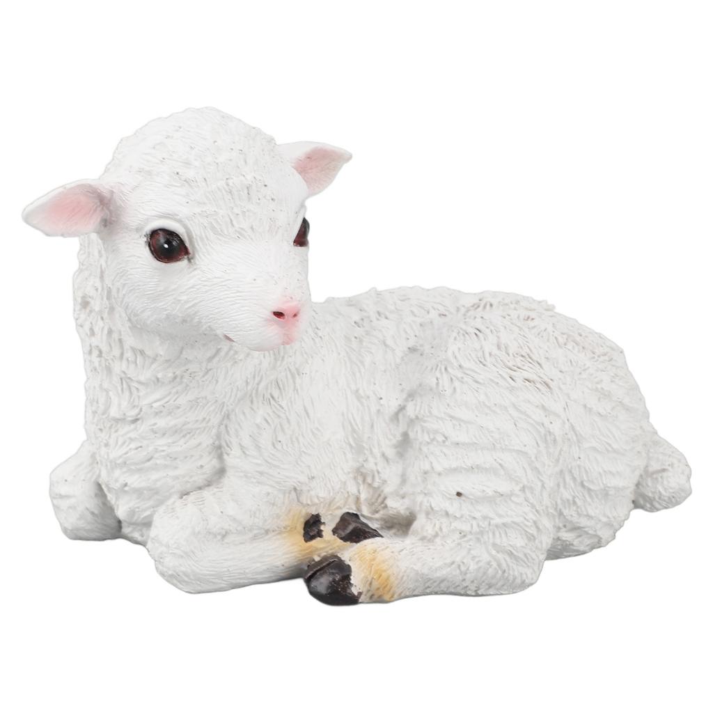 Sheep Statue Hand Made Lifelike Lamb Shape Figurine Resin Garden Sculpture for Indoor Outdoor