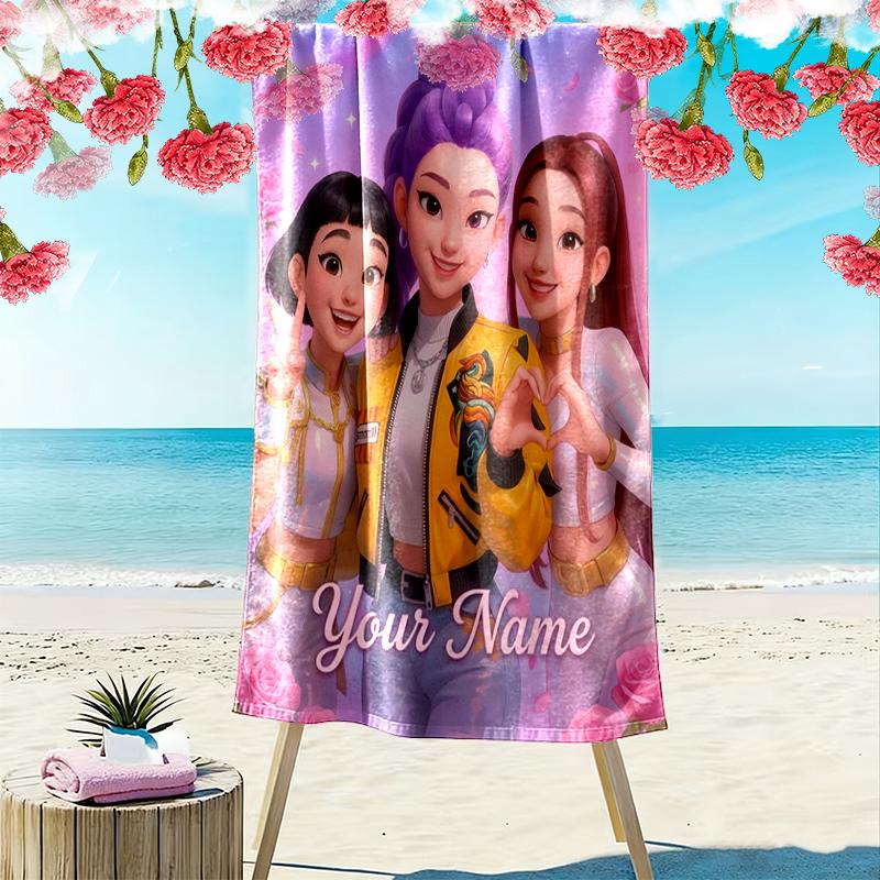 Custom NameGirl Power Beach Towel Soft Microfiber Summer Towel Quick Dry Absorbent Towel for Beach Swimming Pool Travel