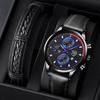 Men's Fashion Sports Watches Men Luxury Business Quartz Wristwatch Calendar Male Casual Leather Bracelet Watch Luminous Clock