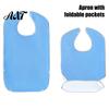 Easy Clean Eating Bibs Adult Large Bib, Solid Color Waterproof Clothing Protector, with Deep Crumb Anti-stain Nursing Home Catcher Design, Adjustable