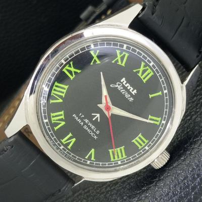 ВИНТАЖНЫЕ ЧАСЫ HMT JAWAN С РУЧНЫМ ЗАВОДОМ, ИНДИЙСКИЕ, МУЖСКИЕ, С ЧЕРНЫМ ЦИФЕРБЛАТОМ, a700300-5
