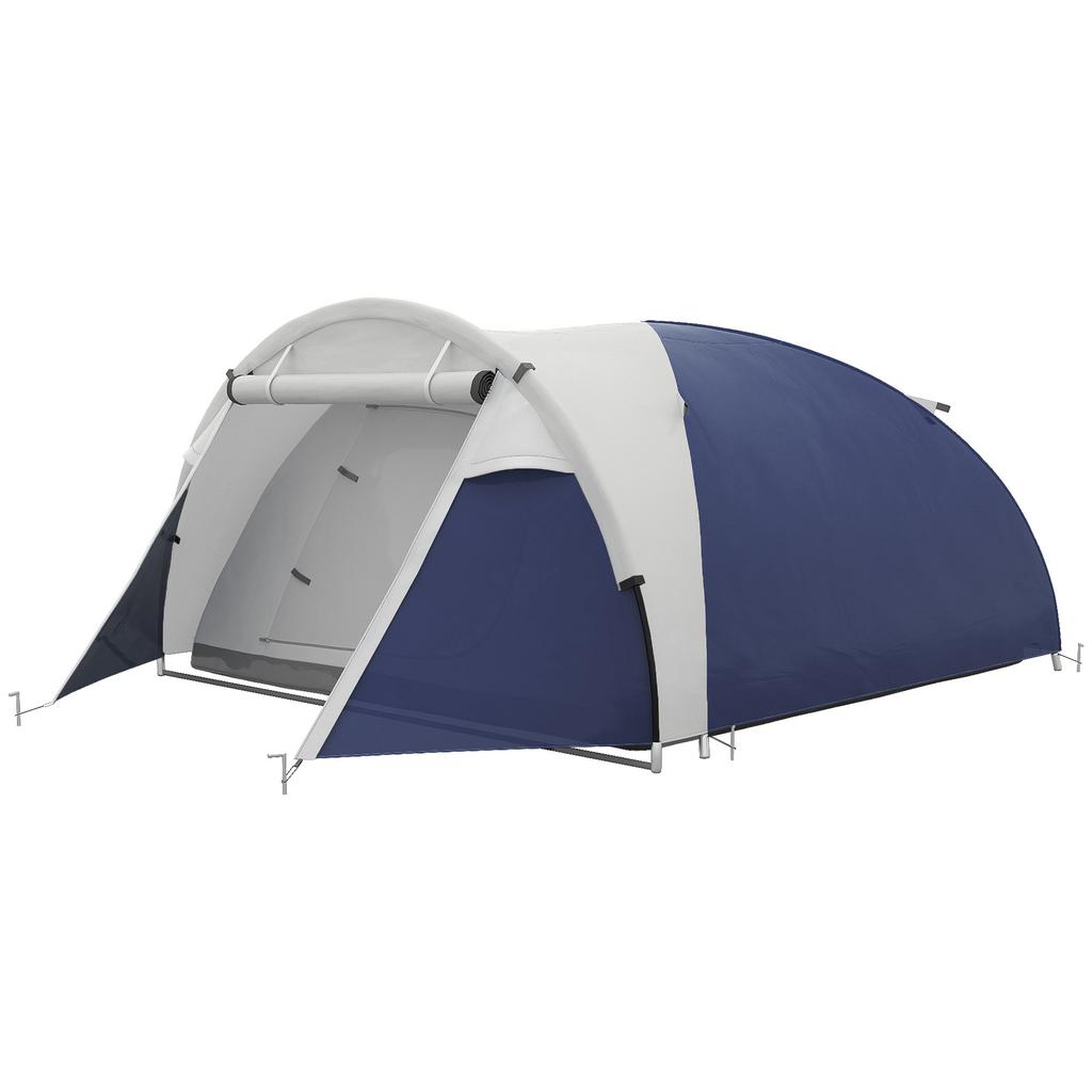 Camping Tent for 3-4 People, Sturdy, with Carry Bag, 2 Openings, Accessories, Blue