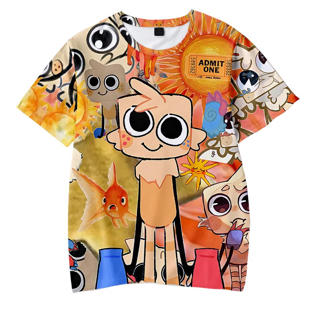 Аниме-футболка Dandy's World с коротким рукавом, повседневная, новая, женская, мужская, костюм для косплея, модная, красочная с принтом, удобная футболка