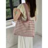 Tote Bag Knitting Bag Knitting Bag Large Capacity Tote All-in-one Shoulder Bag Striped Women's Bag