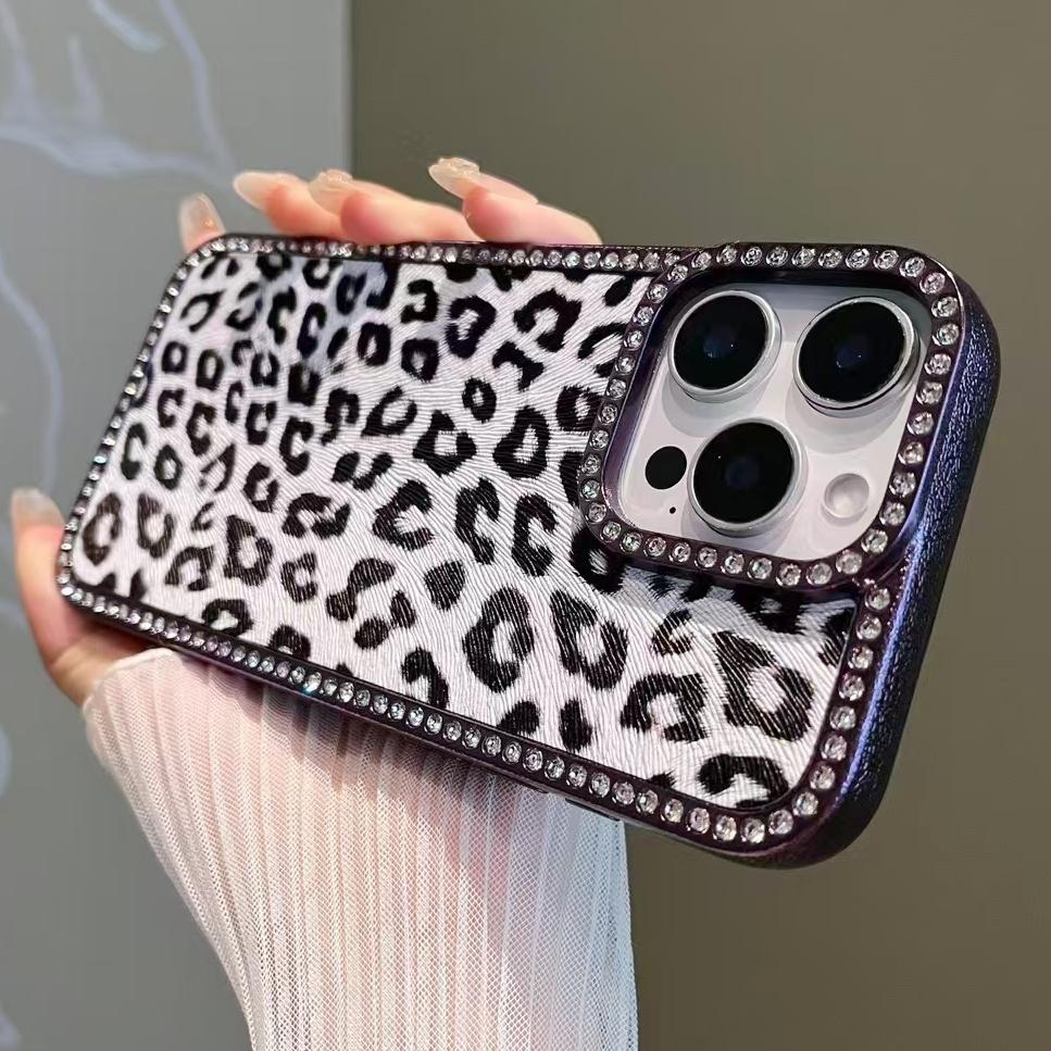 Роскошный чехол с леопардовым принтом для iPhone 16 Pro, покрытие Bling Diamonds, чехол Funda для iPhone 16 Pro Max 16Plus 15 14 13 12 11 Shell