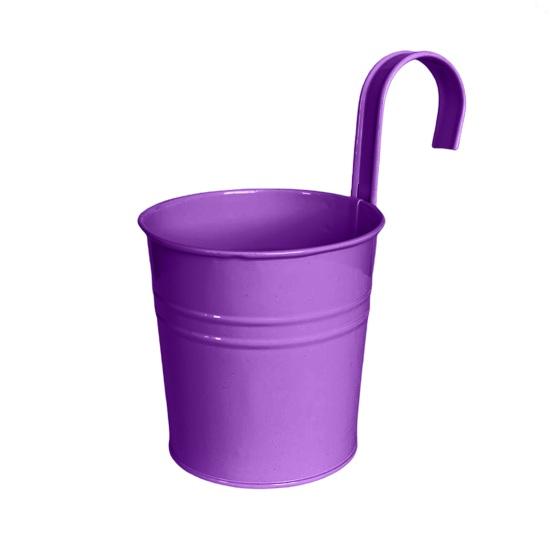 Hanging Metal Planter Flowerpot with Detachable Hook Drain Hole Railing Plant Pot for Balcony Garden