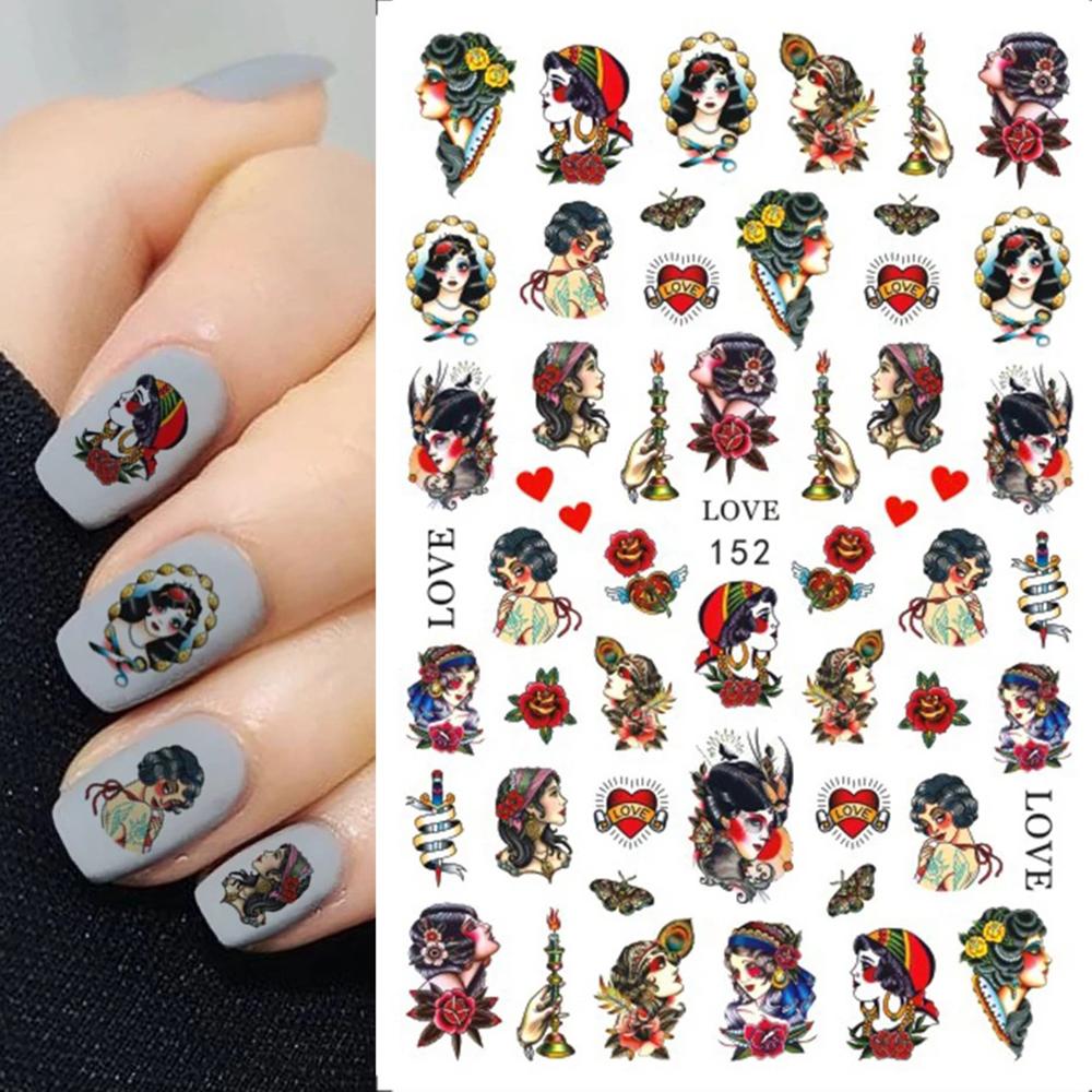 Nail Decals Chinese Slider Dragon Snake 3D Black Nail Stickers Gothic Style