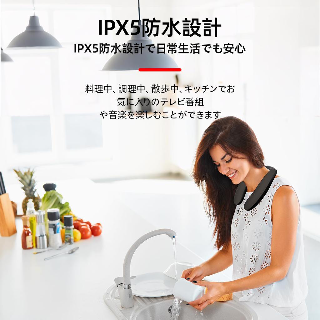 Носимый шейный динамик, Беспроводной Bluetooth, Встроенный микрофон, 3D-звук для аудио, Громкая связь, Плечевой ремень, Подходит для телефонных звонков, Занятий спортом,