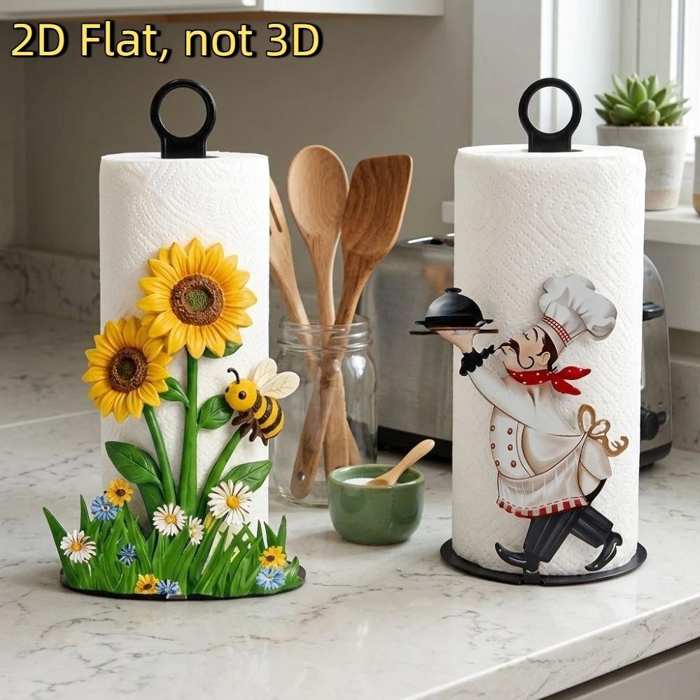 Cook Character Vertical Roll Paper Holder 2D Flat Tissue Holder Unique Paper Rack Apartment