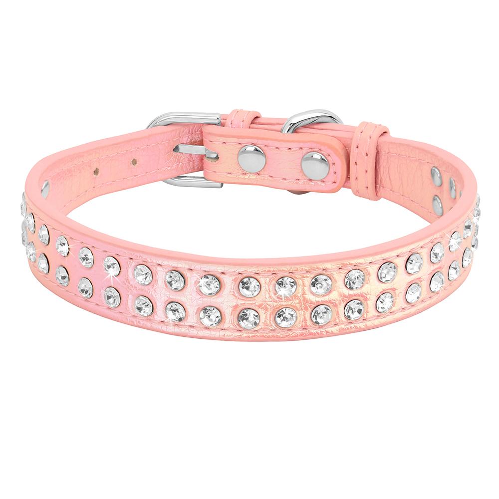 Ошейник для маленьких собак с кристаллами, кожаный ошейник со стразами для домашних собак, мягкий ошейник для щенков и кошек, регулируемый для маленьких собак, чихуахуа