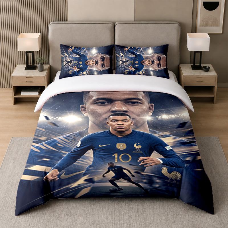 3 шт. Комплект постельного белья Kylian Mbappe Мягкая простыня и две наволочки Декор для домашней спальни