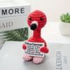 New Positive Energy Goose Hug Pocket Mini Handmade Plush Wool Knitting Doll With Card Funny Christams Gift Home Room Decoration