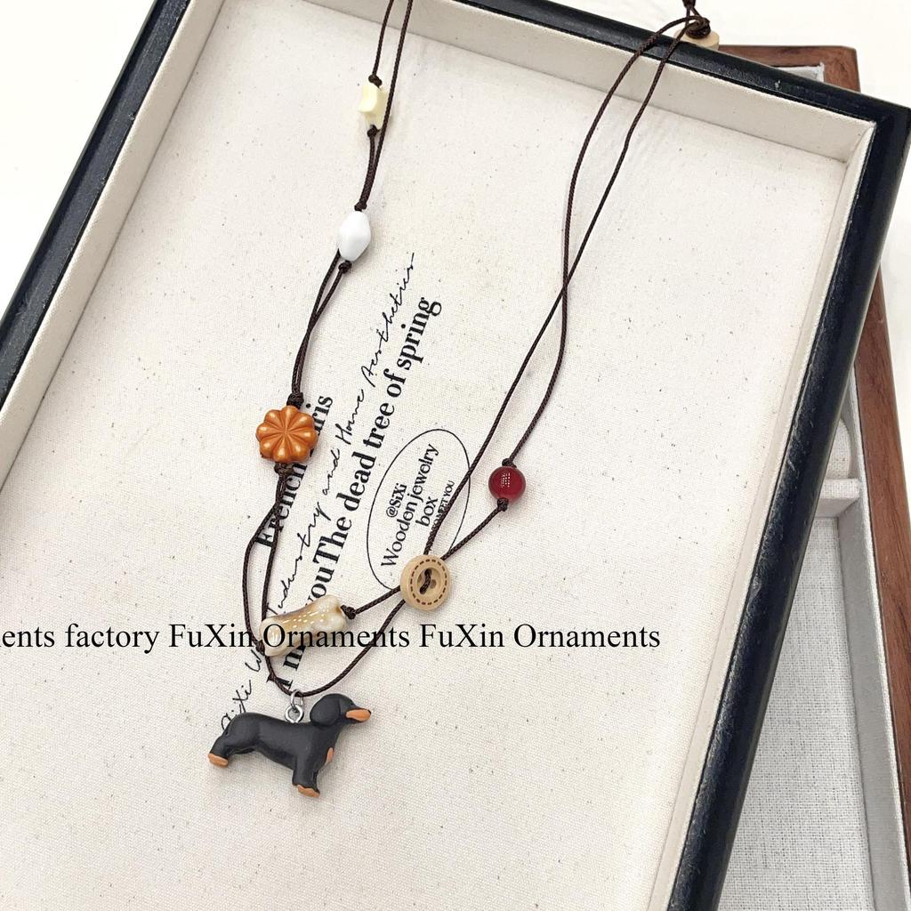 Ожерелье ручной работы в виде таксы: Милая, многослойная, универсальная цепочка для свитера для женщин