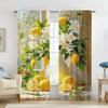 2Pc Vintage Lemon And White Flower Print Curtains Polyester Fabric Machine Washable, Suitable For Bedroom Living Room Decoration