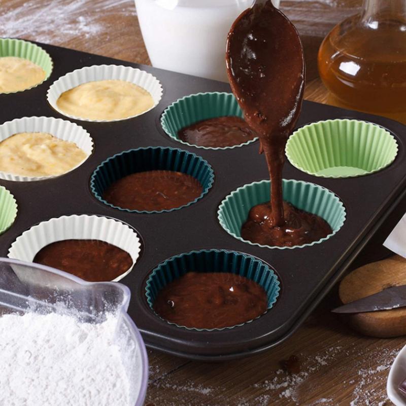 12/24 шт. Силиконовая форма для торта круглой формы, формочки для маффинов, кексов, для выпечки, для пудинга, желе, чашки для десерта, кондитерские изделия, кухонная утварь для дома, без БФА