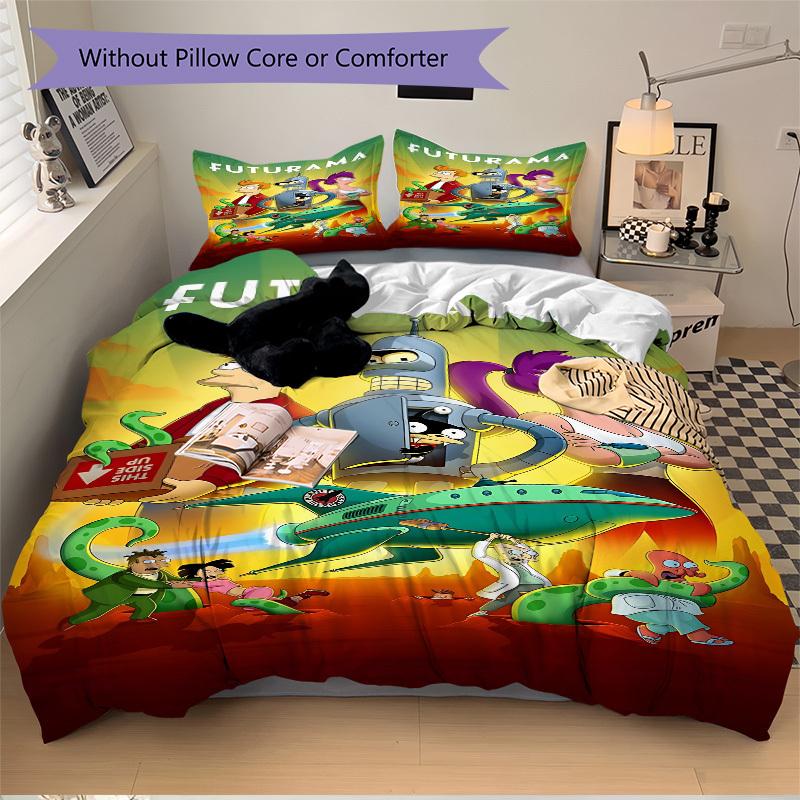 3pcs Futurama Robot Duvet Cover Set, 1 Duvet Cover + 2 Pillowcases (No Insert), High-Definition Print, Home & Dorm Set yy251208019