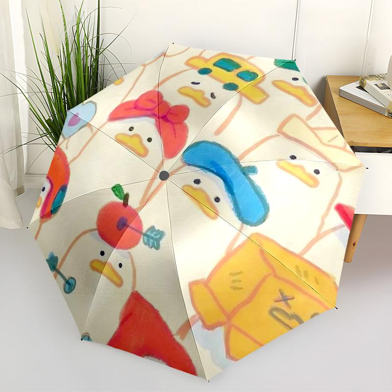 1pc Duck Pattern Automatic Folding Umbrella - Compact 8-Rib Design,Perfect Gift for Friends & Family yy250926045