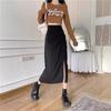 2024 High Waist Slit Mid-length A-line Korean Style Skirt