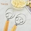Danish Dough Whisk with Oak Handle Stainless Steel Flour Mixer Eggs Cream Mixing Rods Flour Cake Stirrer Kitchen Baking
