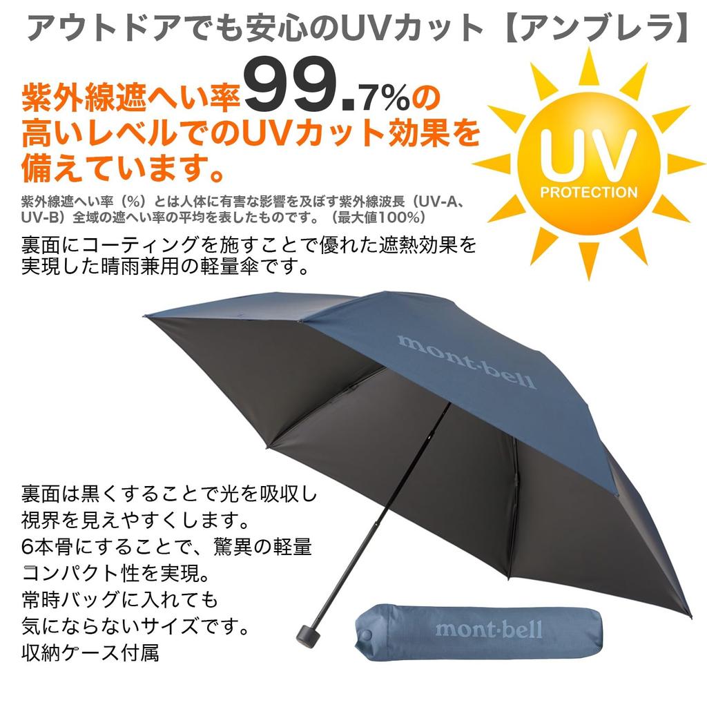 Montbell Travel Sunblock Umbrella Long Umbrella UV Protection Umbrella 50#1128658 (Blue Green)