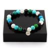 Stones and Minerals. Chrysocolla + Turquoise + Moonstone + Black Agate Pearl Bracelet Made In France.