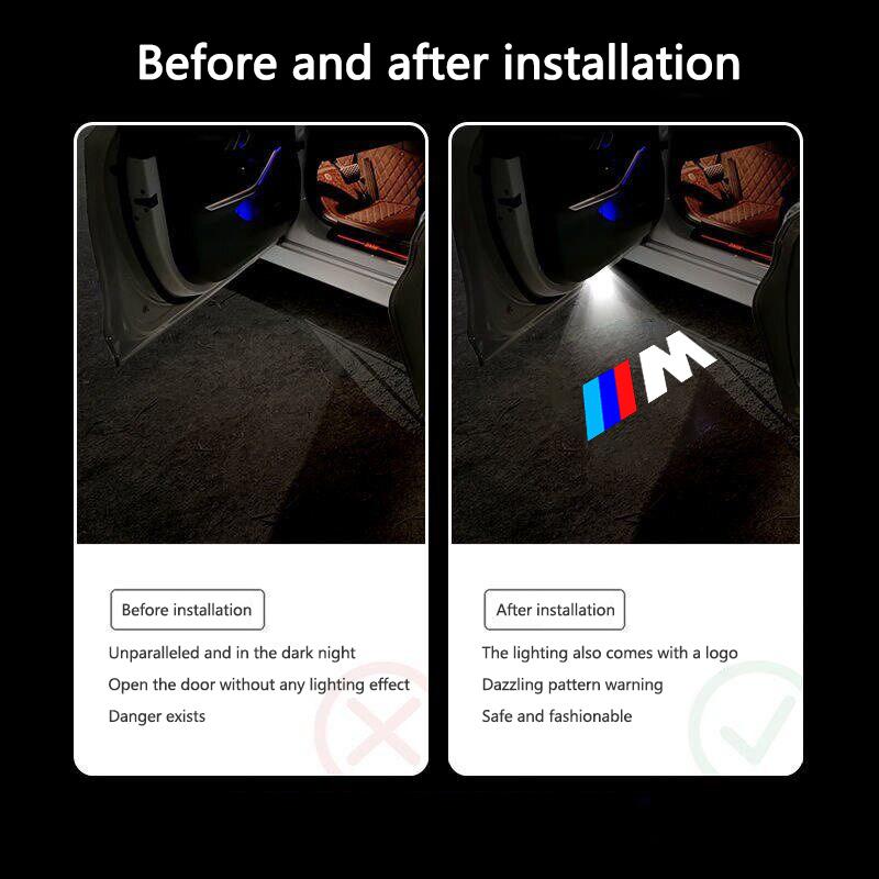 ta30-Car Door Welcome Lamp LED Atmosphere Light Ghost Shadow Projector Light For BMW M Performance E46 E90 E60 F20 X1 F10 F30 Sticker