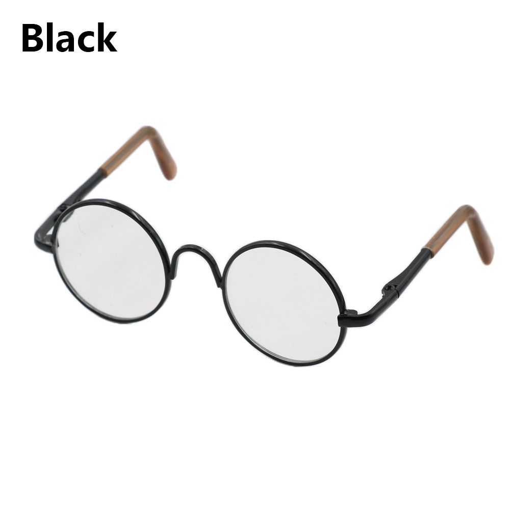Fashion Suit For 12/18 Inch Small Eyeglass Colorful Miniature Eyewear Metal Frame Dolls Glasses Round-Shaped Clear Lens
