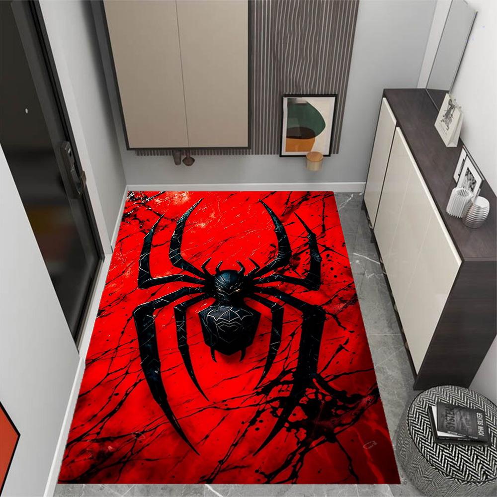 Spider-Man Red Background Non-Slip Rug - Polyester, Home Decor, Suitable for Bedrooms, Living Rooms, Entryways, and Studios