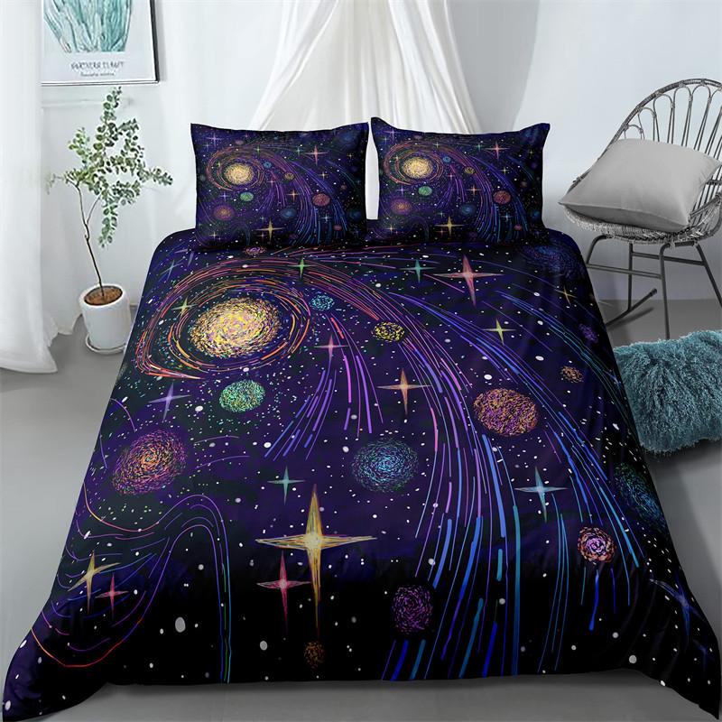 Комплекты постельного белья Galaxy Space для детей, размеры Full/Queen/King, синие комплекты пододеяльников со звездами и вселенной для мальчиков, девочек, подростков, для спальни