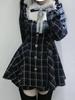 Harajuku Sweet Bow Black Plaid Dresses All-match Slim Fit Kawaii Lolita Dress for Women Autumn New Long Sleeve Vestidos De Mujer
