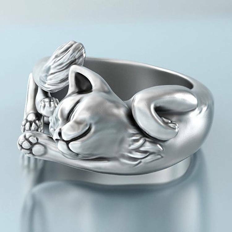 Модное античное серебряное кольцо-кошка Модное мужское женское регулируемое кольцо Ювелирные изделия CLE